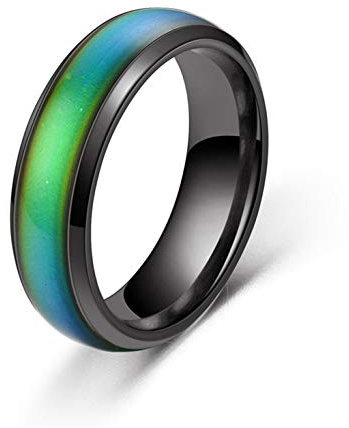 EUMENIDES stimmungsring,Farbwechselring，Farbwechselringe für Herren und Damen, temperaturempfindliche Farbwechselringe, personalisierte Mode-Paarringe, (Black Ring, 9)