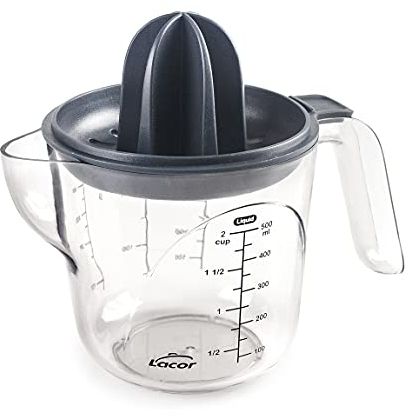 Lacor - 67134 - Exprimidor Manual, Exprimidor para Zumos, Con Jarra Medidora Desmontable, Plástico, Libre de BPA, Apto para Lavavajillas, 500 ml