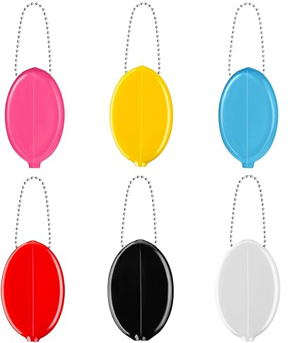 Rubber Coin Purse 6 Pieces Oval Coin Purse Holders Colorful Pocketbook Holder with Chain for Men Women Travel Multi Purpose(Bright Color)