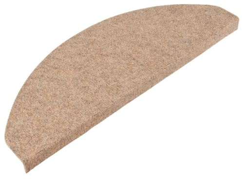 vidaXL Alfombrilla Autoadhesiva de Escalera 15 uds, Alfombra Antideslizante de Escalera, Protector de Peldaño, Tela Beige 65x22,5x3,5 cm