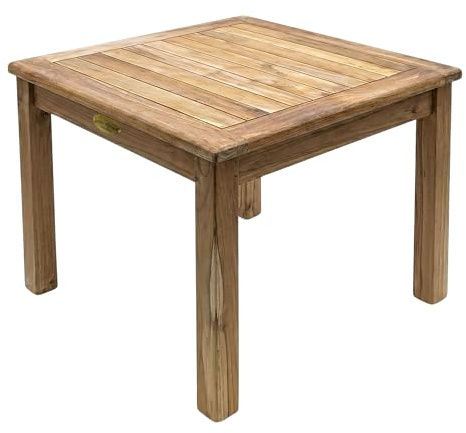Spetebo Garten Beistelltisch massiv aus Teakholz - 50 cm | Massivholz, Gartentisch, für Garten Terrasse Balkon, für Pflanzen Blumen Deko