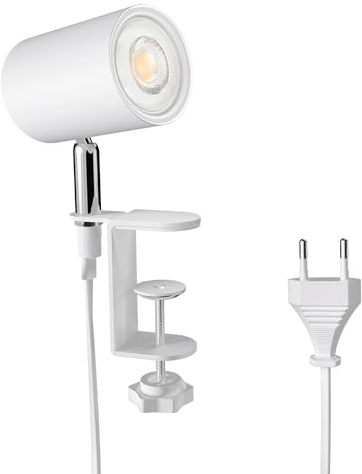 ledscom.de Klemmleuchte WAIKA, Schalter, weiß matt, inkl. LED GU10 Lampe, 468lm warmweiß