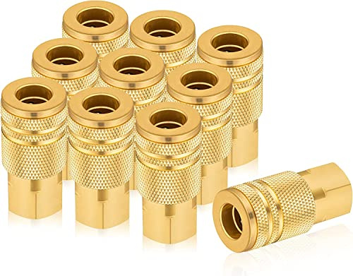 Milosline 1/4 quick connect fittings,Industrial Air Coupling 10 Pcs, 1/4 Basic Flow Quick Connect Air Coupler, Brass Air Compressor Accessories Fitting,Hose Quick Connect Fitting