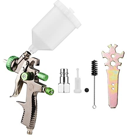 Karlak LVLP Spray Gun,LVLP 1.3mm Air Spray Gun Kit 600cc Fluid Cup Gravity Feed Air Paint Sprayer Mini Handheld 360-degree Paint Spraying Gun for Car Repair Furniture Surface Wall Painting DIY Models