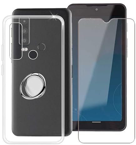 Phone Case for Cat S75 (6.6) with 1 Pack Screen Protector, HGJTF 360° Phone Magnetic Ring Holder, Ultra Thin Clear Soft Silicone Shockproof Shell Cover for Cat S75
