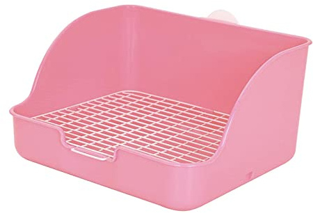 F Fityle Lettiera per Conigli, Vassoio Ad Angolo, Cassetta per Lettiera, Padella per Piccoli Animali/Porcellino D'India/Gerbilli, ROSA
