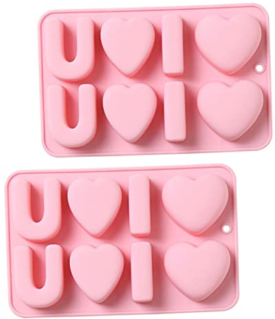 GOOHOCHY 2pcs Valentine's Day Love Mold Baking Molds Silicone Cake Baking Accessories