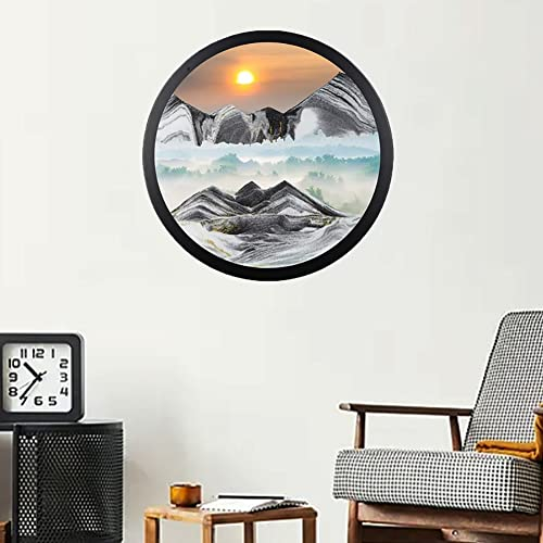 Peinture De Sable Fluide, Cadre Rond En Forme De Sable En Mouvement,Images De Sable Rotatives 3D Dynamiques, Art De Sable Mobile, Image De Sable, Décoration De Sablier De Paysage Naturel ( Color : A )