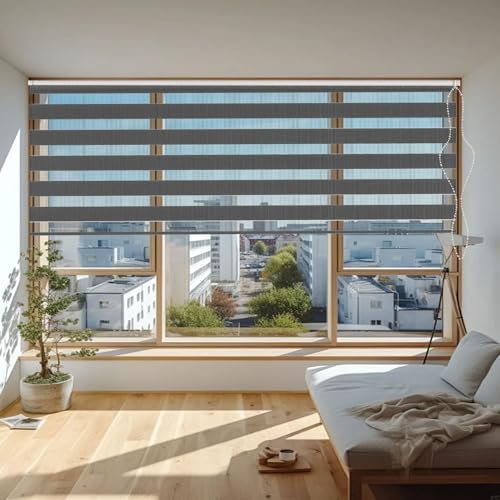 Verdunkelungsrollo Klemmfix 30 x 200 cm Sichtschutz Sonnenschutz Dachfenster Rollo Thermo Inkl. Montagematerial für Fenster Und Tür, Dunkelgrau