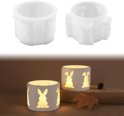 Silikonformen Gießformen Ostern, 2 Stück Silikonform Ostern Hase Silikonform Kerzenhalter Giessformen Silikon Ostern Silikonform Osternhase Teelichthalter Silikon Gießform Ostern für Handwerk (A)