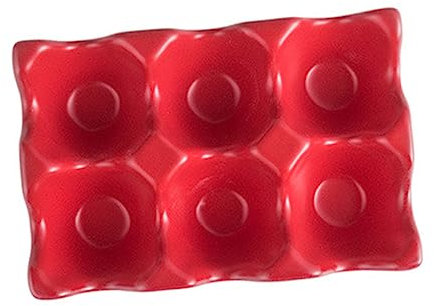 JEWEDECO Porte-œufs En Céramique Antidérapant à 6 Compartiments, Récipient De Stockage D'œufs Rouge Pour Réfrigérateur, Plateau à Œufs Pratique Cuisine