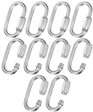 M METERXITY Quick Chain Link Connector, 304 Stainless Steel D-Shape Locking Repair Chain Links for Swing/Camping/Hiking/Backpack, Twist Key Ring Screw Chain Link [Silver]
