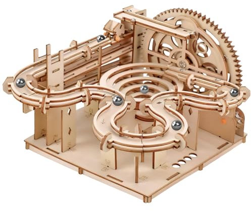 Handkurbel-Murmelbahn-Modellbausätze aus Holz, mechanische 3D-Puzzle-Modellbausätze aus Holz, kreative Murmelbahn-Bausätze for Selbstzusammenbauen, mechanisches Modellbauhandwerk for Jugendliche und E