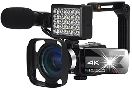 Cámara de vídeo Videocámara Video Camera Camcorder, 4K WiFi Night Vision 5 6MP Vlogging de pantalla táctil ligera de relleno incorporado for cámara webcam Cámara de vlogueo multifuncional(16GB SD Card