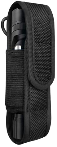 Taschenlampen-Tasche, Blitzlicht-Gürtelhalter, tragbare LED-Taschenlampe, Schutz, LED-Taschenlampen-Holster, Schutzhülle für Outdoor, Jagd, Camping, Wandern, Schwarz, 14 x 3 cm