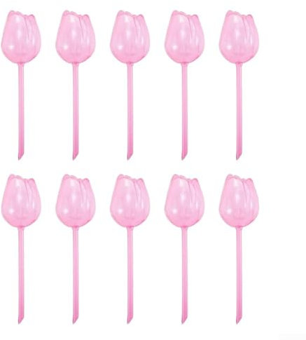 Lot de 10 boules d'arrosage élégantes en forme de tulipe pour une hydratation constante des plantes dans les maisons et les jardins (rose)