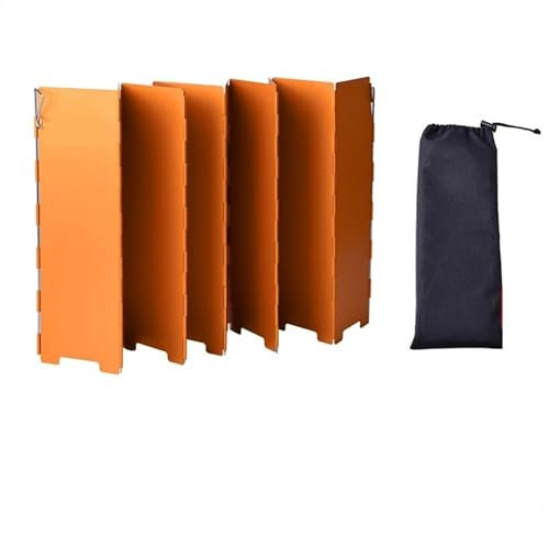 GCYEIDMA Paravento per fornello a Gas 12 Piastre fornello Portatile Pieghevole Parabrezza Schermo Antivento fornello da Esterno fornello da Cucina Schermo Antivento(12 Plates Orange)