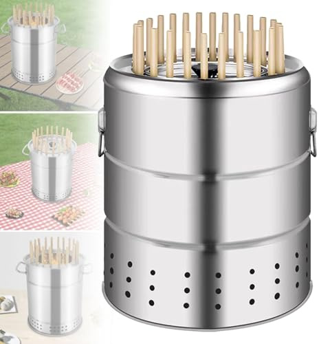 Barbecue portatile a carbonella senza fumo, in acciaio inox, per picnic all'aperto, campeggio, viaggi, feste, spiaggia, giardino