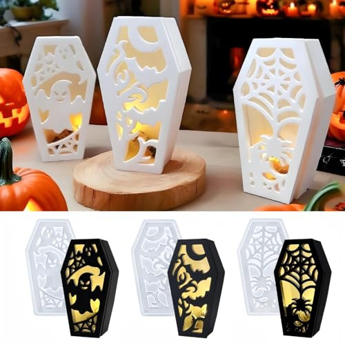Moules En Silicone Pour Halloween, Moules En Silicone 3d FantôMes, Chauves-Souris, AraignéEs 4 Ensemble, Cercueil D'Halloween Décorer Moulage, Diy ThèMe D'Halloween DéCorer Moule De CouléE (A)