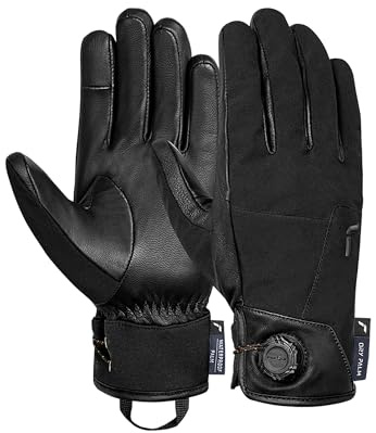 Reusch Roy Dry Palm FIDLOCK Guanti da sci unisex, impermeabili e antivento, compatibili con touchscreen, isolamento R-LOFT, palmo in pelle di pecora, traspiranti, robusti