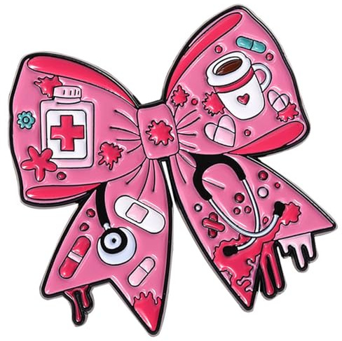 Spilla a forma di strumento di benessere del fumetto per infermieri medici elegante accessorio in lega gioielli per abiti quotidiani operatore sanitario regalo apprezzamento, Misura unica, come