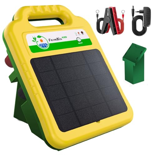 16 KM Aparato De Cerco Eléctrico Solar: Baja Impedancia, Tensión Pico 8 kV 0,2 J, Para Aves,Ganado,Jardines, Batería Litio 10,4 Ah, Impermeabilidad IP55