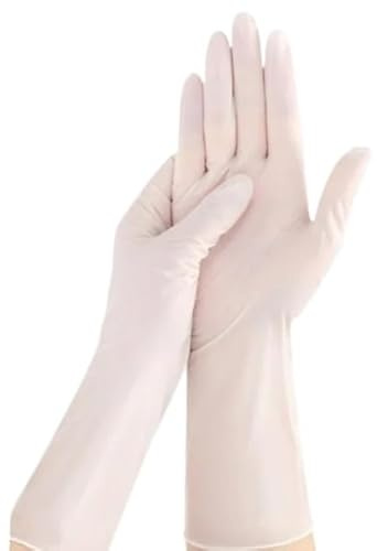 PBHOVIITG 50 stücke 12 Zoll Rosa Einweg Nitril Handschuhe Latex-Frei Lange Erweiterte Manschette Geschirr Reinigung Lebensmittel(50PCS White,M)