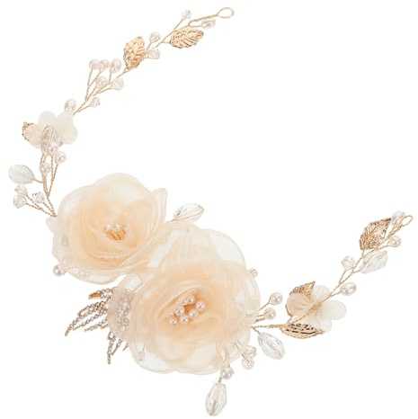 BELLIFFY Floral Headpiece Wedding Headpiece for Bride Handmade Leaf Hair Accessory Bridal Hair Accessory Rhinestones for Flower Girl Bridal Shower