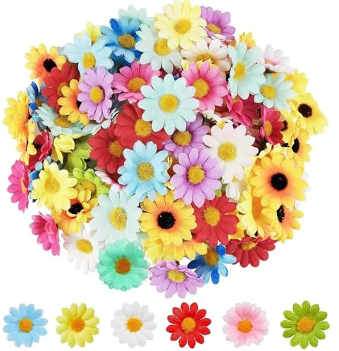PANYI 100 Stück Künstliche Blütenköpfe Streublumen Deko Dekoblumen 4,5cm | Künstliche Blumenköpfe Kunst Blüten Margeriten Deko perfekt für Hochzeiten Zuhause Heimwerkerarbeiten Kunstblumen Köpfe