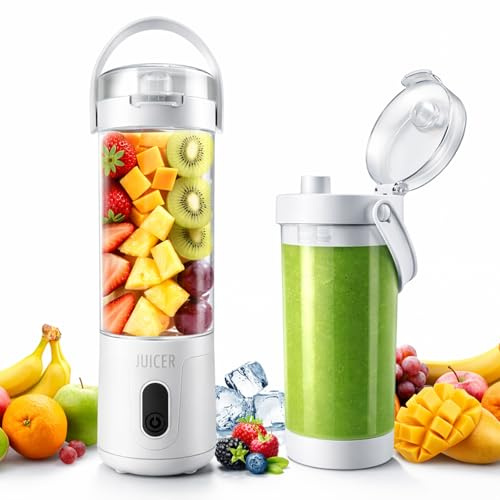 Tragbarer Mixer 580ml, Smoothie Maker to Go mit 12 Edelstahlklingen, 20000 U/min, USB-C Wiederaufladbarer Portable Blender, Mini Mixer für Smoothies & Shakes, Fitness, Büro, Reisen