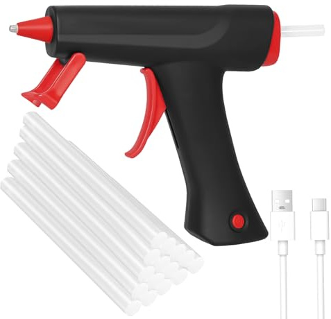 Pistolet à Colle Chaude, Pistolet a Colle Sans Fil avec 15 PCS Bâtons de Colle Chaude, Batterie 2000mAh, Electrique de Chauffage Rapide pour Réparation, Artisanat, DIY, Maison, Bricolage, Bureau