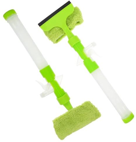 Ipetboom 2pcs Glass Water-Jet Wiper Cleaning Tool with Spray Function, Double-Sided Window Squeegee for Home Glass and Tile Cleaning, Green Multi-Function Window Cleaner