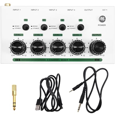 Hipzeepo Mixer Audio Mini Mixer Stereo A Bassissimo Rumore Mixer A 4 Canali Console di Missaggio per Chitarra Elettrica Batteria Pianoforte
