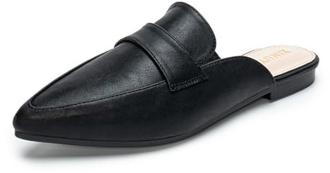 Platta tofflor, bröllop, spetsig tå, dam, eleganta rygglösa Loafers, gästskor för ceremonier, mottagning, svart, 43 EU