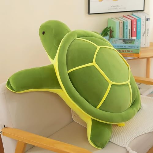 Herfair Große Schildkröte Plüschtier Kissen, Weiches Schildkröten Kuscheltier als Sitzkissen & Dekokissen, Grün Schildkröte Stofftier Geschenk für Kinderspielzeug (40cm)