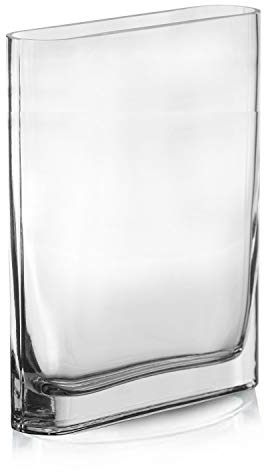 CYS EXCEL Glass Book Vase (H:10 Open:7x2) Round Edge Oval Flower Vase Rectangular Wedding Centerpiece
