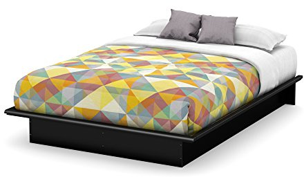 Basic Collection Platform Bed with Moulding - Queen Size - Black - Contemporary Design - by South Shore