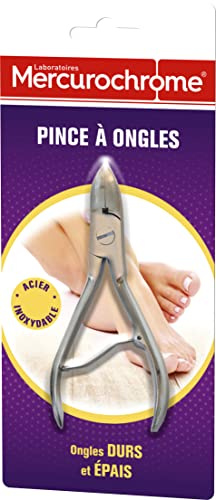 MERCUROCHROME - Pince à Ongles – Ongles Durs et Epais - Aide à Eviter l'apparition d'Ongles Incarnés - Pince Solide et Résistante - Facile à Nettoyer - Acier Inoxydable