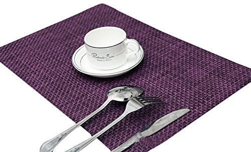 TININNA 4er Set Elegante Einfarbig Gewebter Tischsets Tischunterlage Platzdecken Platzset Platzmatten Tischmatten lila EINWEG Verpackung