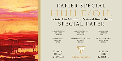 Clairefontaine 975822C Ölmalblock mit 12 Bögen 20x40cm 240g Leinen Natur