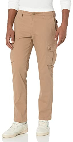 Amazon Essentials Men's Slim-Fit Stretch Cotton Twill Cargo Pants (Available in Big & Tall), Dark Khaki Brown, 33W x 29L