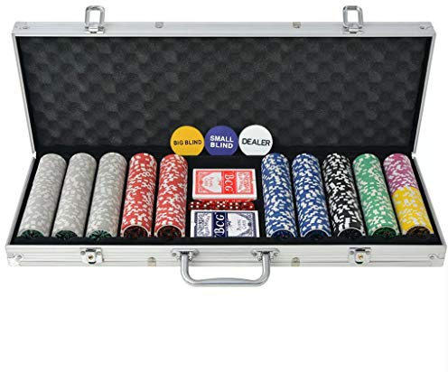 Festnight Poker Set mit 500 Laserchips Aluminium Koffer Pokerset 55,5 x 20,5 x 6,7 cm