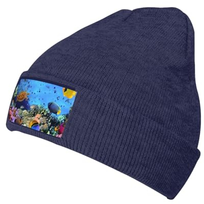 JCAKES Underwater Fish Beanie Hat Herren Wintermützen für Männer Beanie Hüte für Frauen Wintermützen für Damen Damen Wintermützen Wintermütze Herren Wintermützen Damen Hüte, marineblau, One size