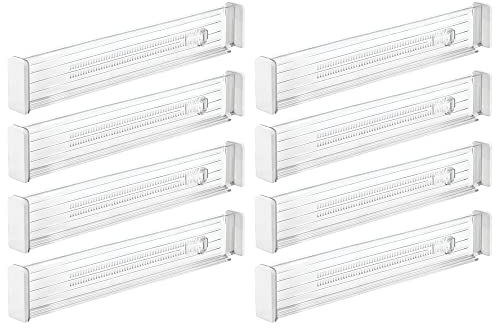 mDesign 8er-Set verstellbarer Schubladeneinsatz – praktischer Schubladen Organizer für Schrank und Kommode – flexibler Schubladenteiler aus Kunststoff – durchsichtig