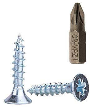 100 Stück verzinkte Stahl-Holzschrauben 3,0 x 16 mm Pozi-Drive Kopfschrauben Verschlüsse Senkkopf Spanplattenschrauben (100 Stück)