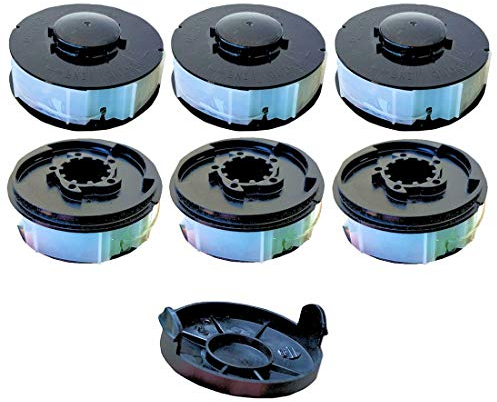6 x Rasentrimmer Spulen Ersatz + 1 Spulenabdeckung Deckel Haube passend für ALDI Gardenline Elektro Trimmer GLR GLT 450 451 452 453 454 455 456 457 458 459 & GLR 450/1 bis 450/9