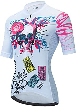 Damen Radtrikots, Kurzarm Bike Top T-Shirt, Schnell Trocknend Atmungsaktive Fahrrad Shirts Für Damen, Berg-/Rennradbekleidung Fahrradtrikot (M,C)