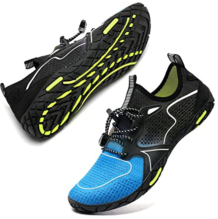 WateLves Badeschuhe Herren Damen Barfußschuhe Wasserschuhe Schwimmschuhe Strandschuhe für Surfen,Tauchen,Bootfahren,Gymnastik Fitness (Schwarz Blau, 45EU)