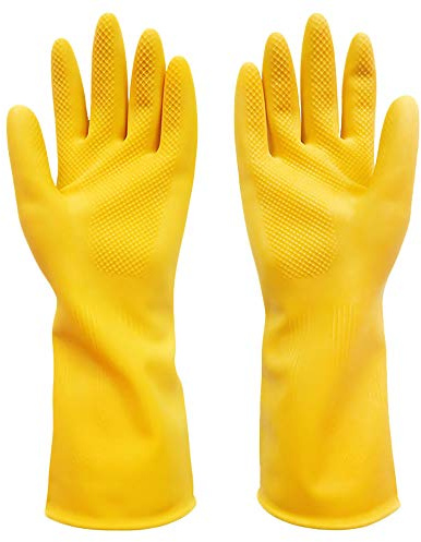 TopHomer Guantes de trabajo de látex, multiusos, protección para cocina, lavavajillas y jardinería, color amarillo (1 par)