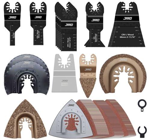 JMD 80-Pack Multitool Saw Blades Multi Tool Blades Kit Quick Release Shank | Assorted Oscillating Saw Blades Set for Wood Plastic Metal Cutting Grout Removal Polishing Scraping